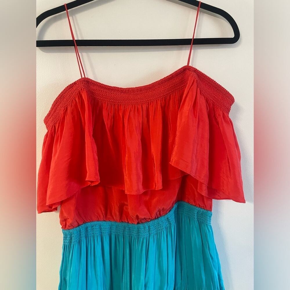 ALICE + OLIVIA Kia Rainbow Tiered Maxi Dress | Colorblock Resort Statement - Picture 4 of 10